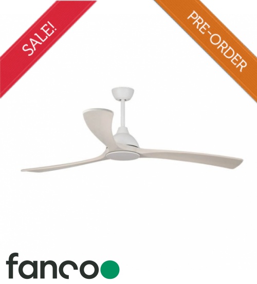 Fanco Sanctuary 3 Blade 70" DC Ceiling Fan with Remote Control in White with White Wash Blades